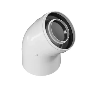 Unghi coaxial, pentru coș de condensare d 60/100 mm, 45°