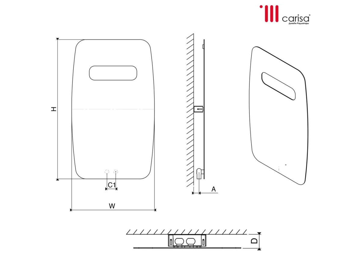 Radiator design din otel Carisa MANCHESTER 1190x470 Black