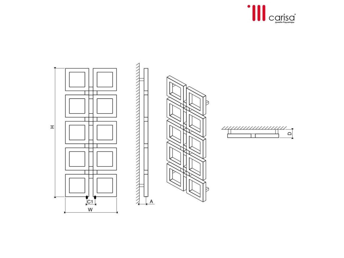 Radiator design din inox Carisa KNIGHT 1040x500