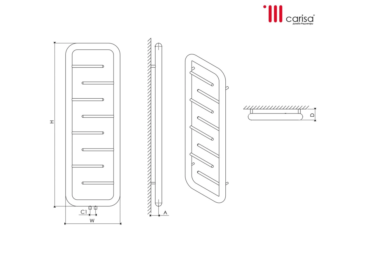 Radiator design din inox Carisa AREN 1200x500