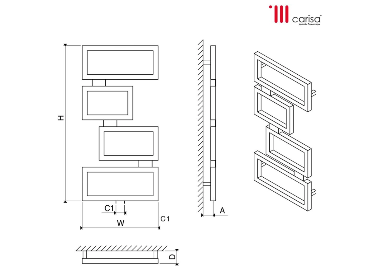 Radiator design din inox Carisa CLASH 920x450