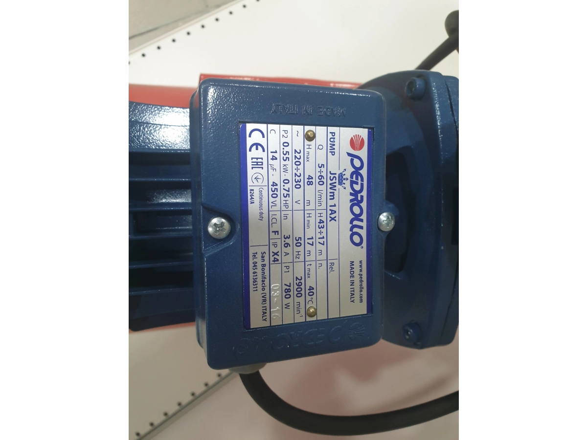 Гидрофор Pedrollo JSWm-1AX-24CL (до 9м, 0,6kW) с защитой