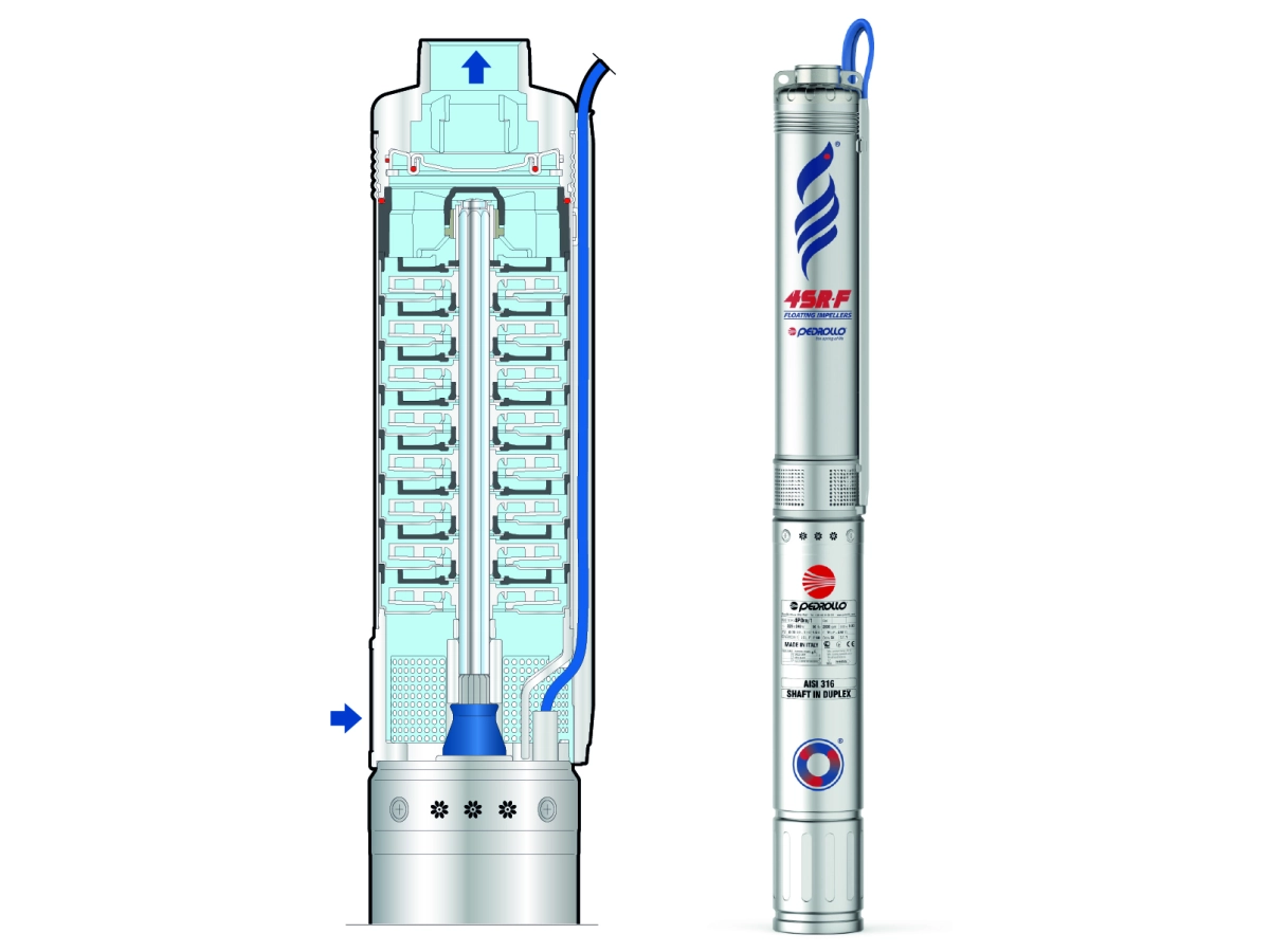 Pompa submersibila Pedrollo 4SR2m/9 F-PD pina la 70 m, 0.55 kW