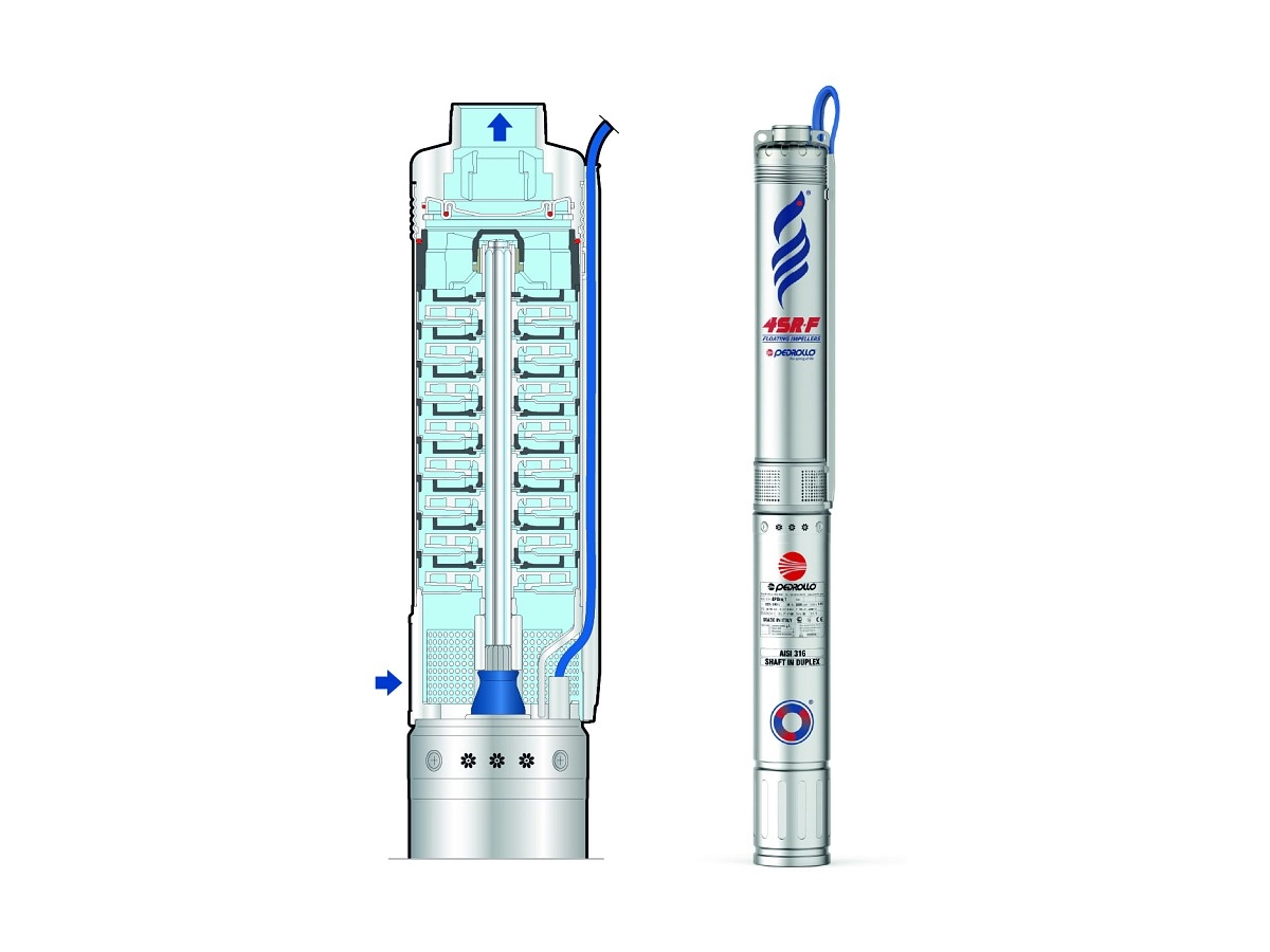 Pompa submersibila Pedrollo 4SR6m/17 F-PD pina la 108 m, 2.2 kW