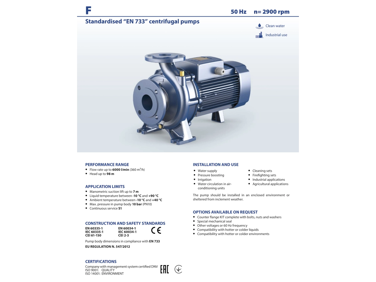 Pompa electrica centrifuga consola/monobloc Pedrollo F40/250A