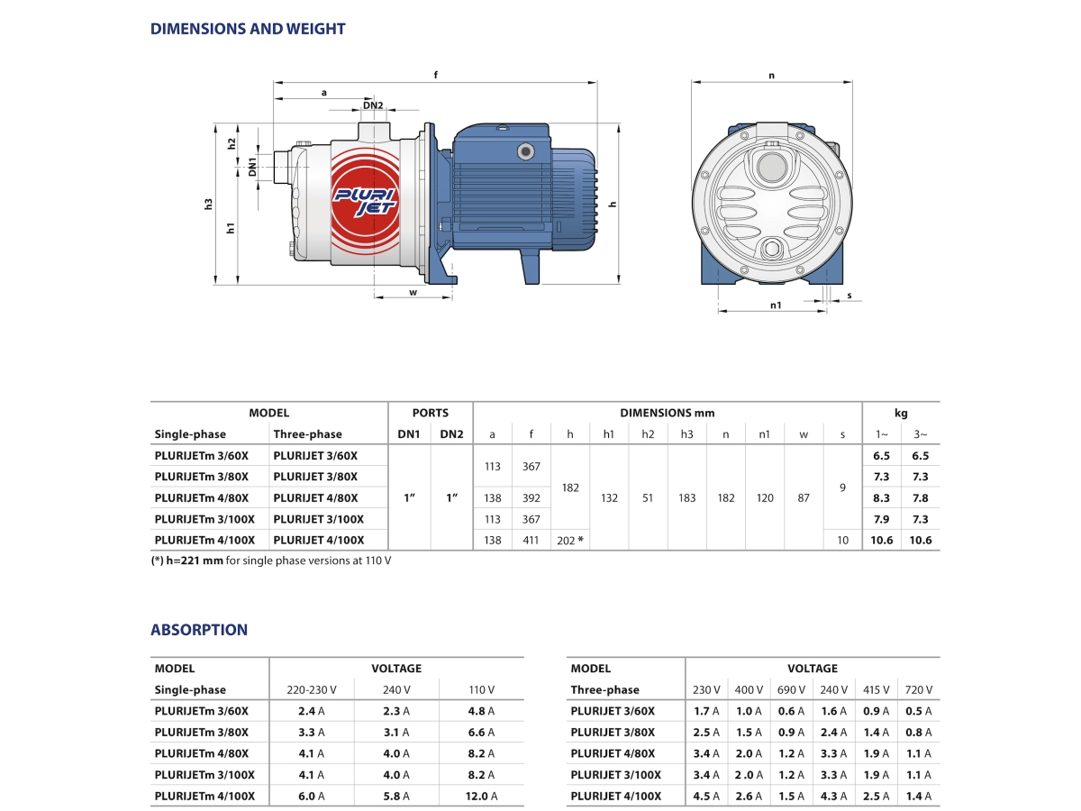 Pompa electrica centrifuga cu mai multe etape Pedrollo PLURIJETm4-100