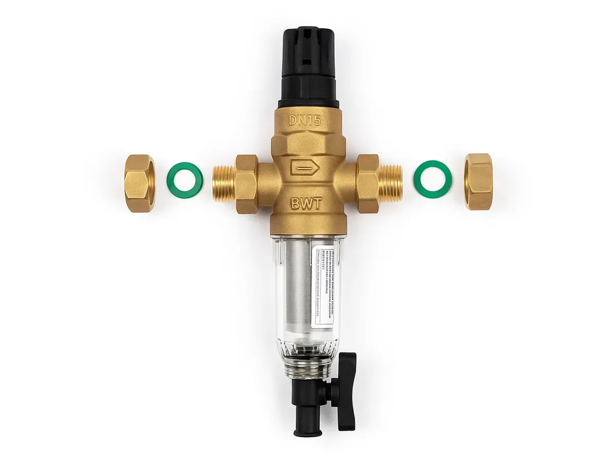 Filtru apa rece cu regulator de presiune BWT PROTECTOR MINI HWS 1/2" CR, 100 MKM