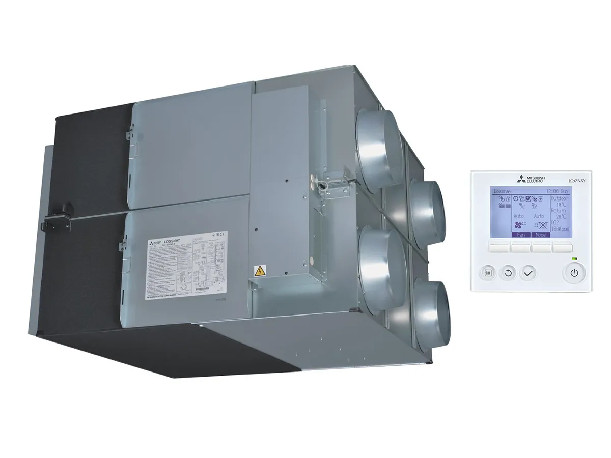 Recuperator de aer cu sistem de ventilație de alimentare și evacuare de tip Mitsubishi Electric LGH-200RVX3-E (debit de aer 2000 m³/h)